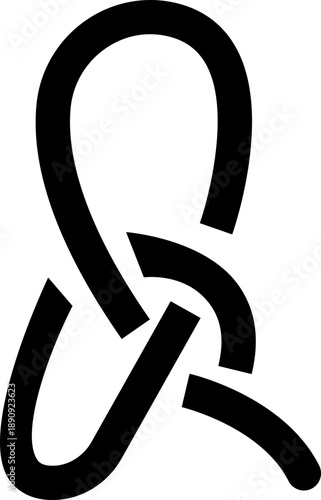 Tightrope Walking Icon, Symbol, Balance and Risk Concept, Circus Acrobat on Rope complicated knot, Minimal Line for Business Strategy, potential break. Stability, Focus, Challenge and Decision Making