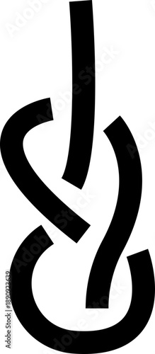 Tightrope Walking Icon, Symbol, Balance and Risk Concept, Circus Acrobat on Rope complicated knot, Minimal Line for Business Strategy, potential break. Stability, Focus, Challenge and Decision Making