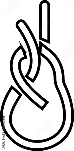 Tightrope Walking Icon, Symbol, Balance and Risk Concept, Circus Acrobat on Rope complicated knot, Minimal Line for Business Strategy, potential break. Stability, Focus, Challenge and Decision Making