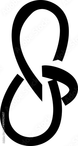 Tightrope Walking Icon, Symbol, Balance and Risk Concept, Circus Acrobat on Rope complicated knot, Minimal Line for Business Strategy, potential break. Stability, Focus, Challenge and Decision Making