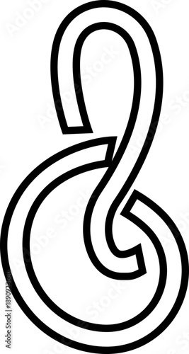 Tightrope Walking Icon, Symbol, Balance and Risk Concept, Circus Acrobat on Rope complicated knot, Minimal Line for Business Strategy, potential break. Stability, Focus, Challenge and Decision Making