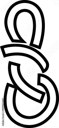 Tightrope Walking Icon, Symbol, Balance and Risk Concept, Circus Acrobat on Rope complicated knot, Minimal Line for Business Strategy, potential break. Stability, Focus, Challenge and Decision Making