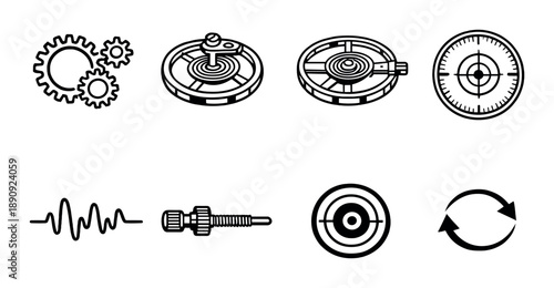 Steampunk gears and target symbols on dark background
