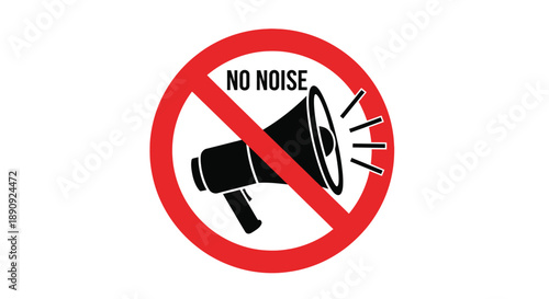 Black graphic symbol clearly indicating a prohibition against making any loud noise demonstrating a clear and universal communication for silence and quiet areas