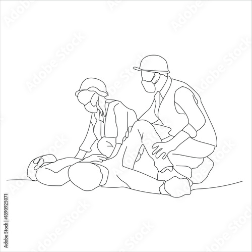 assistance to injured workers. line art