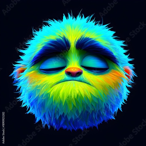 Flat cartoon sticker illustration of a tired sleepy face in pastel colors minimal watercolor style on pure white background design