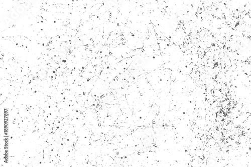 Abstract Black Speckled Scratch Texture on White Background, Vintage Grunge Dust Noise Overlay for Design Use.