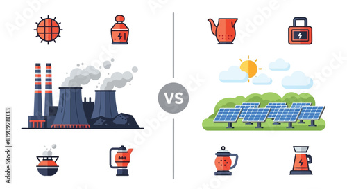 Energy sources comparison pollution versus renewable and clean energy options