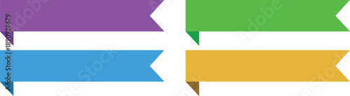 Red banner ribbon strip with flat bent design icon set. Banner, label, and button style. Red ribbon decoration shape, isolated on a transparent background. Suitable for use on websites and brochures.