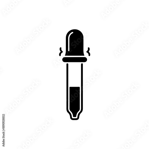 Minimalist icon of a pipette with a squeezed rubber bulb, illustrating the suction mechanism and manual liquid handling in a lab