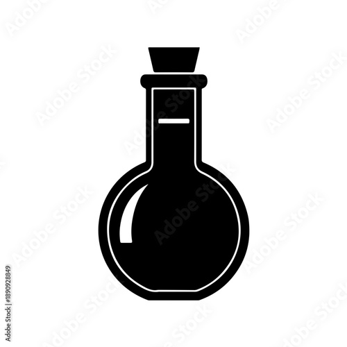 High-contrast solid volumetric flask icon in a modern minimalist style, optimized for mobile apps, user interfaces, and small-scale favicons