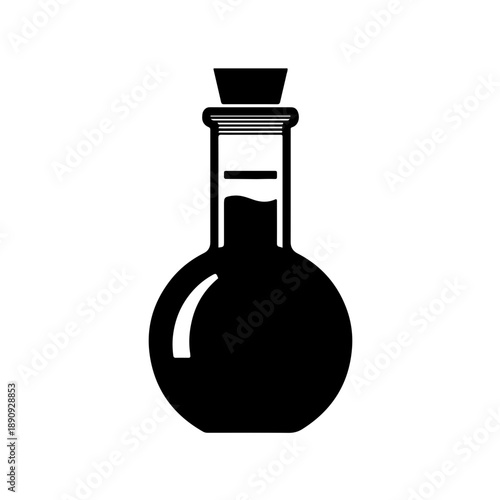 Professional volumetric flask icon with a secure stopper, representing chemical storage, solution preparation, and laboratory safety