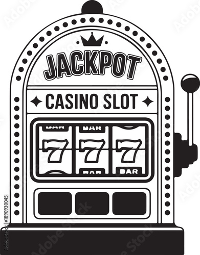 Casino slot machine vector monochrome style object