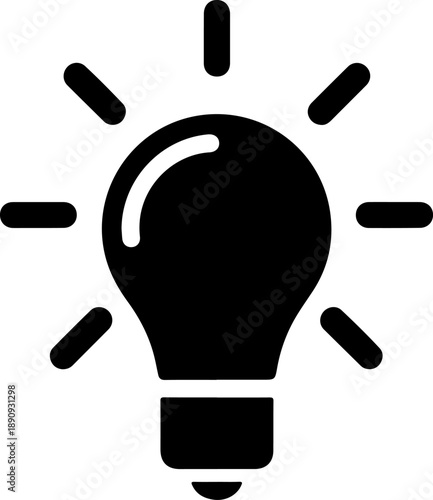 Black light bulb with rays or lines emanating from it isolated