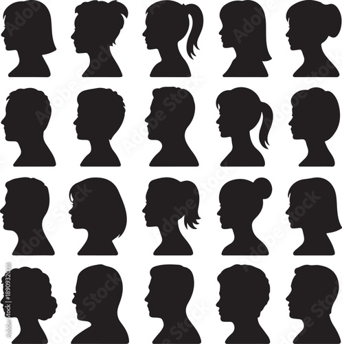Head silhouettes of people