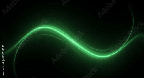 Glowing green wavy line on a dark background.
