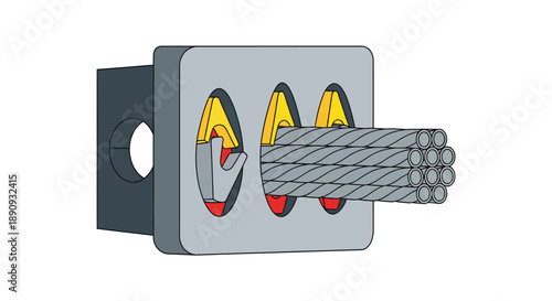 High-strength wire rope wedge socket securing multiple strands