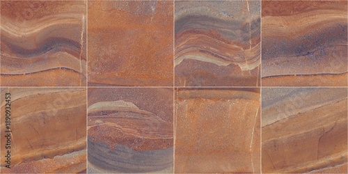 Red Rustic Slate Stone Texture with Golden Rust Veins Ceramic Tile Background