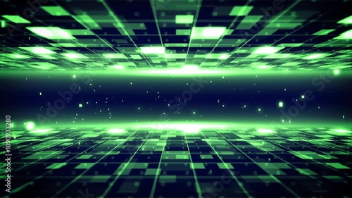 Abstract Technology Grid Light Tunnel