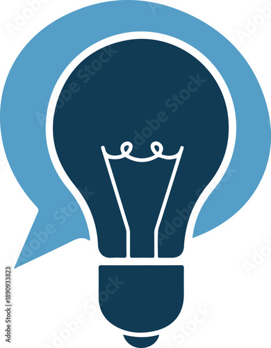 Blue light bulb with a speech bubble
