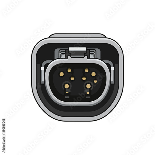 Illustration depicting the female end of a circular electrical connector showing multiple small gold-plated socket pins ready for secure cable attachment in white isolation.