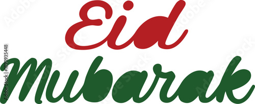  Mubarak calligraphy greeting in red and green. Islamic holiday celebration design for Ramadan and . Festive typography banner for invitations, cards, and social media.