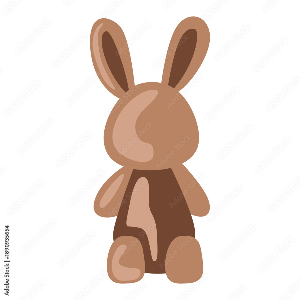 Fototapeta premium Illustration of a simple brown bunny, showing large ears and a rounded body on a white background