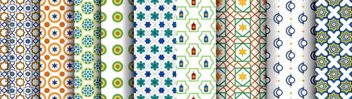 A collection of vibrant and colorful patterned designs on white backgrounds