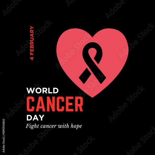 World Cancer Day Template Poster Design. Cancer awareness background. Vector illustration.