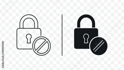 Set of 2 security lock icons with pills vector isolated on Transparent Background