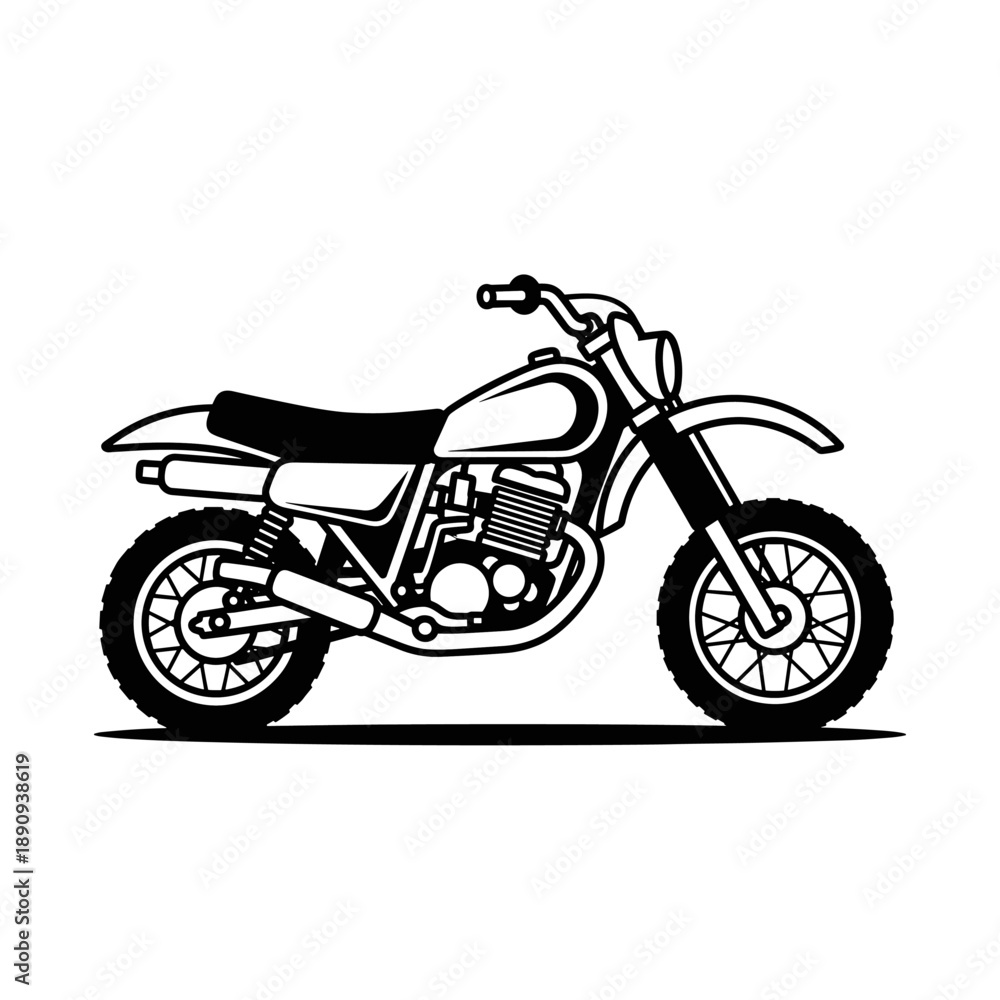 Obraz premium Classic Off-Road Motorcycle Side View Illustration.