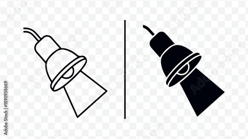 Set of 2 lamp icons vector isolated on Transparent Background