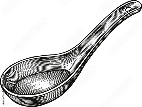 Vintage wooden spoon illustration hand drawn kitchen utensil with texture and detail for cooking and serving