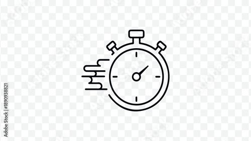 Vector stopwatch icon with running motion lines isolated on Transparent Background