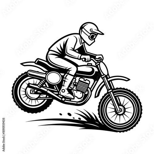 Motocross Rider Performing a Jump on a Dirt Bike.