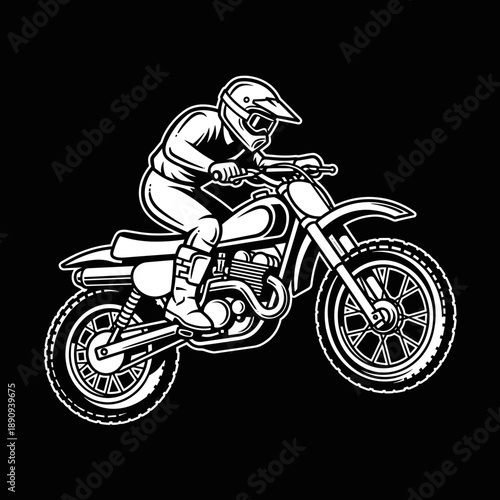 Motocross Rider on Dirt Bike in Action.