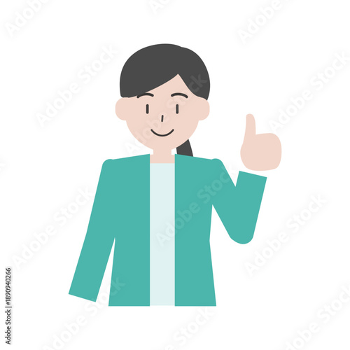 親指を立てて良い評価を示す女性の人物イラスト