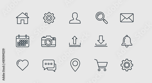 Collection of modern line icons for web and mobile applications