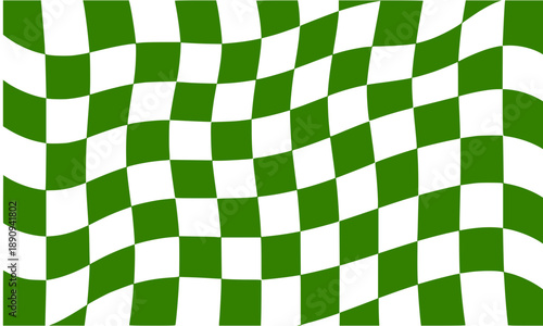 Waving Green and White Checkered Flag Background, Racing Finish Line Pattern, Motorsport Competition Symbol, Success and Victory Concept, Sport Event Graphic, Checkerboard Texture Illustration