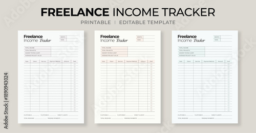 Freelance Income Tracker – Printable Planner for Tracking Client Payments