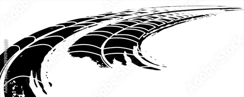 Black tire marks on road, Black rubber tire marks and tread marks, Tire trace track wheels texture and background, Auto tire tread grunge, Car wheel tyre tread track black tyre print, Top view.eps,10