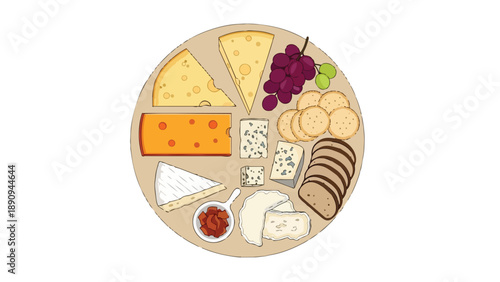 Artfully arranged gourmet cheese platter with assorted dairy delights fruits and savory accompaniments