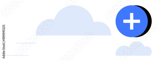 Cloud computing concept. Cloud storage and connectivity ed alongside an add icon. Cloud computing for digital services, data sharing, and remote collaboration. Useful for technology, IT solutions