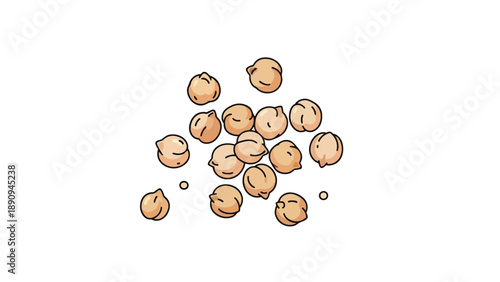 A beautifully rendered vector graphic showcasing a fresh scatter of wholesome golden chickpeas on a pristine white canvas ideal for culinary and