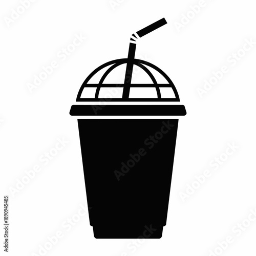 Black and white smoothie cup with straw icon design