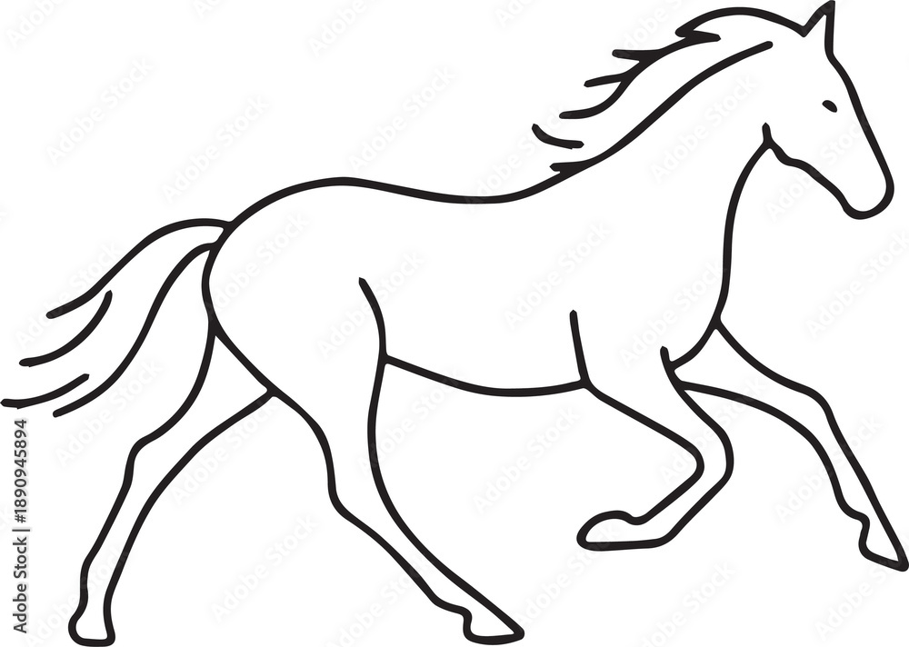 custom made wallpaper toronto digitalMinimalist line drawing of a horse in motion—symbolizing strength, grace, and energy in a clean black and white style.