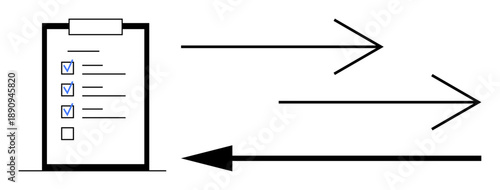 Workflow concept. Workflow illustrated with a checklist and arrows for task progression and feedback. Workflow enhancing efficiency, task organization, and process mapping. For project management
