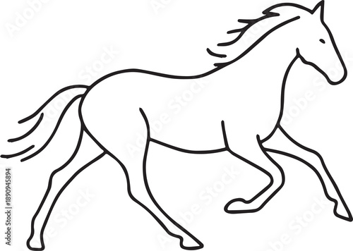 Wallpaper Mural Minimalist line drawing of a horse in motion—symbolizing strength, grace, and energy in a clean black and white style. Torontodigital.ca