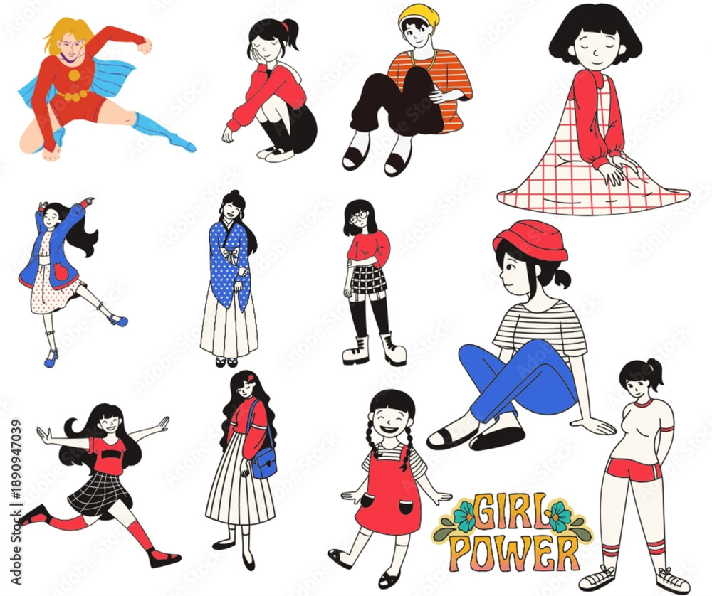 Fototapeta premium vector illustration of a set of cartoon people
