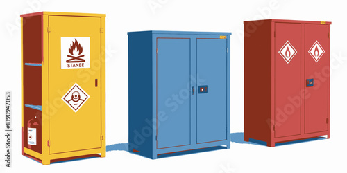 Colorful Hazardous Material Storage Cabinets for Flammable Liquids and Chemicals